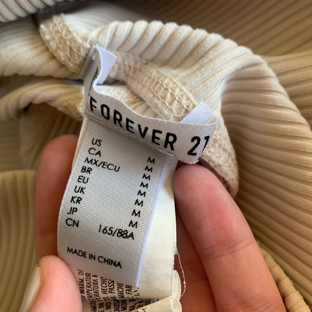 Cream Ribbed Leggings - Picture 2 of 2